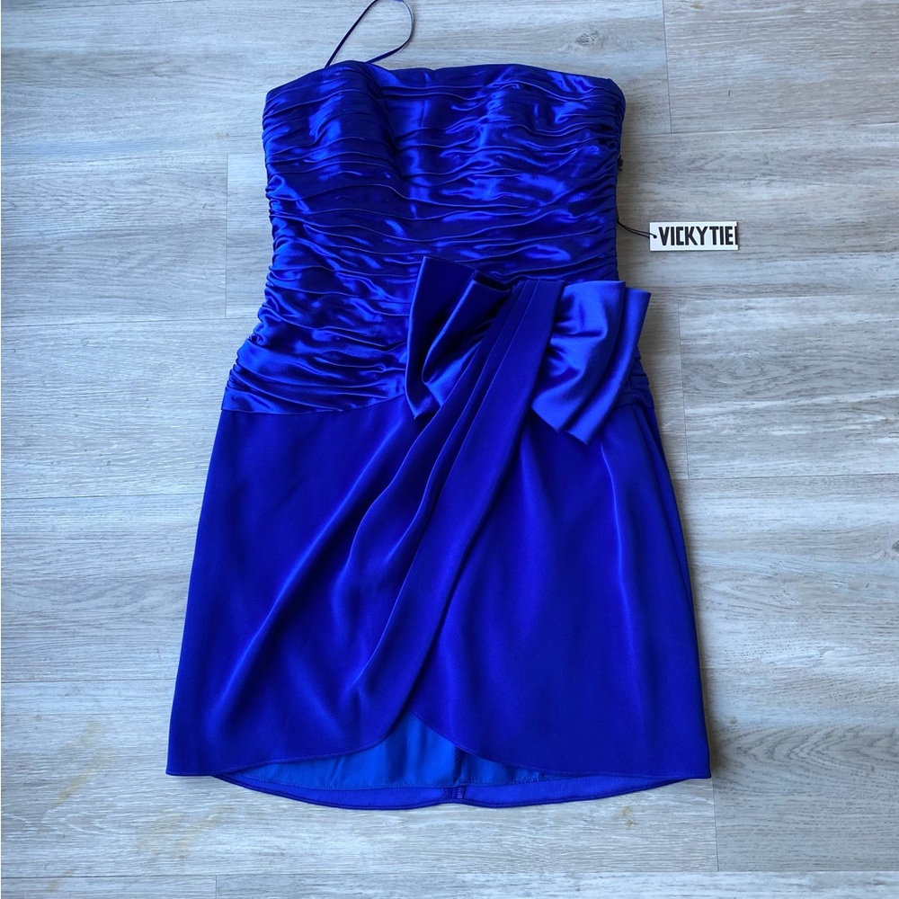 Vicky Tiel Royal Blue Strapless Dress